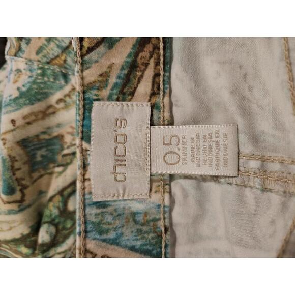 Chicos size 0.5 (6) blue white & green skimmer pants - Picture 3 of 3